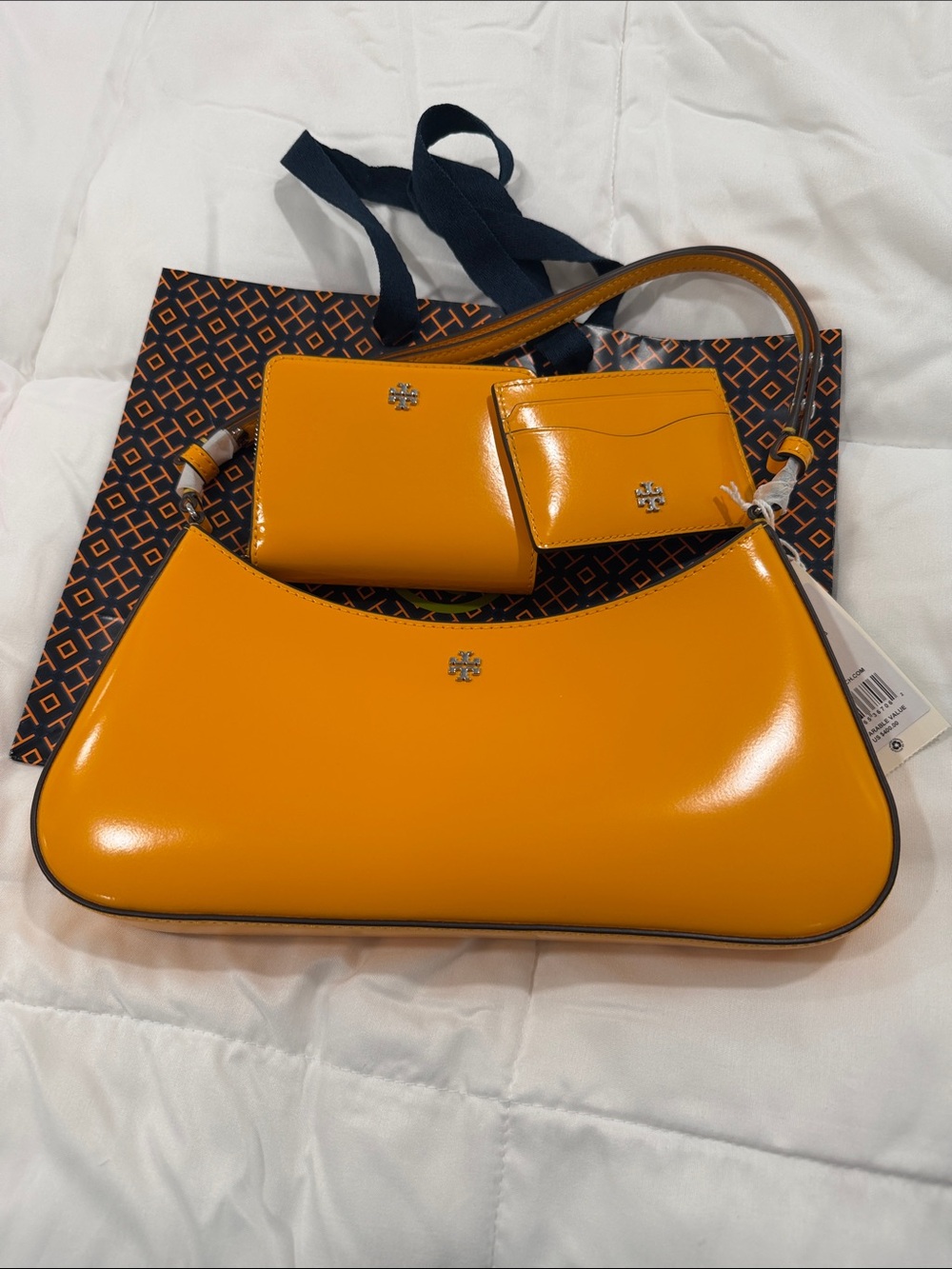 Tory Burch Handbag + Wallet + Card Case In Bright Squash - New